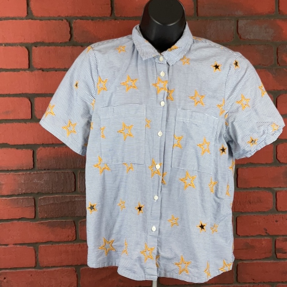 Madewell Shirt Womans Medium Star Pattern‎ Striped Button Down
